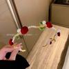 Diadema francesa con diseño de nicho de alta calidad con flor de rosa blanca y perlas flocadas para mujer