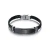 Europa y Estados Unidos transfronterizos Hombres pulsera de titanio acero cuero retro fabricantes al por mayor grabado pareja acero inoxidable trenzado pulsera