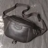 Nueva Bolsa de Pecho para Hombre de Cuero Genuino Estilo Coreano de Moda, Bolso de Hombro de Piel de Vaca de Capa Superior, Bolso Cruzado Sencillo, Riñonera Casual