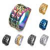 Anillo grande de doble capa, cadena redonda, de acero inoxidable, popular en AliExpress, con hebilla de cadena de ocho palabras y combinable.
