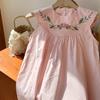 Vestido sin mangas para niña bordado con flores francesas 2026 Verano Nuevo Estilo Vestido de Sol para Niños Vestido Dulce de Princesa Estilo K