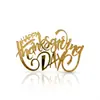 Estilo Ins Topper de Bolo de Acrílico para Ação de Graças Letras de Espelho Dourado Decoração de Cupcake de Acrílico