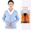 Roupa de Trabalho para Esteticista Outono e Inverno Linho Algodão Cardigã Casaco de Enfermeira Azul Marinho Lã Interna Tricô Quente