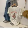 Camiseta de Manga Corta con Cuello Redondo Estampado de Dibujos Animados Retro Americano Diseño de Verano 2026 Estilo Nuevo Top Holgado de Media Manga