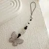 Borboleta Preta Simples Padrão de Vidro Decorações de Bolsa de Marca Pingente Capa de Celular Cordão para Pendurar no Celular Pequenos Presentes