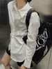 Camisa Blanca de Mujer para Primavera y Otoño con Diseño de Ceñido a la Cintura, Blusa Sencilla y Elegante de Color Sólido Adelgazante de Manga Larga