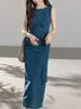 Vestido Elegante e Estiloso de Algodão e Linho com Amarração na Cintura para Mulheres, Versátil para o Trabalho e Uso Casual