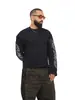 Moda Americana Transfronteiriça de Primavera Gola Redonda Personalizada Estilo Escuro Estampa de Letras Pulôver Waffle Solto Unissex