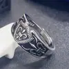 Anillo de ancla más vendido en Europa y América, moda vintage, plata tailandesa, diseño de timón negro, anillo ajustable para pareja Anillo