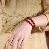 Pulsera de Ágata Roja Natural Mismo Estilo de Zhao Lusi, Cuentas de Calcedonia Simples y Versátiles, Déjame Brillar, Venta al por Mayor de Pulseras Xu Yan