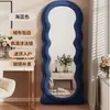 Espejo de cuerpo entero estilo francés, Espejo de vestidor móvil para dormitorio del hogar, Espejo de tocador irregular, Espejo de suelo de alta gama para influencers y toma de fotos
