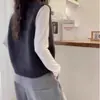 Colete de Tricô Cinza de Alta Qualidade com Gola Redonda para Mulheres, Moda Outono & Primavera, Peça de Camada Cardigan Suéter Colete Sem Mangas