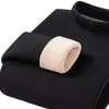 Directo del fabricante: Ropa interior térmica de invierno para hombre, forrada de forro polar y extra gruesa, con diseño de cuello alto simulado, un conjunto casual que incluye una camiseta térmica y pantalones térmicos