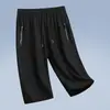 Pantalones Cortos de Seda Helada para Hombre para Papá, Shorts Casuales de Secado Rápido Verano 2026, Largo 7/8, Corte Holgado, Estilo Delgado para Personas de Mediana Edad y Mayores