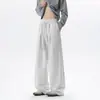 Pantalones casuales de pierna recta, marca de moda para hombre, fluidos, pierna ancha CL, corte holgado, plisados, estilo americano, peso pesado de verano