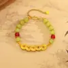 Pulsera de Hilo con Cuentas Rojas y Verdes de Dinero de los Cinco Emperadores para Mujer, Nuevo Diseño Bicolor Estilo Chino, Nuevo Modelo 2025, Pulsera Versátil Retro Estilo Nacional