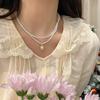 Moda Luz de Lujo Explosiva Cadena de Perlas Acero de Titanio Sin Color para Mujer Todo-partido Cadena de Clavícula de Gama Alta Accesorios Exquisitos Venta al por Mayor