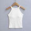 Sostén Sexy Spice Girl Halter Camisola para Mujer 2025 Primavera y Verano Nuevo Chaleco de Color Puro con Almohadilla en el Pecho
