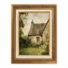 Casa de Madera Estilo Campo Animales Pintura Decorativa Lienzo Impermeable Marco Dorado Tallado Vintage Mural de Pared Pintura para Colgar