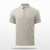 Camisa Polo con un Toque de Lujo, Camiseta de Hielo sin Costuras para Negocios para Hombre con Cuello Campana, Corte Holgado, Top Estampado de Manga Corta para Fitness
