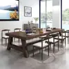 Escritorio de Oficina de Madera Maciza Mesa Grande para Entrenamiento Multiusuario Mesa de Conferencias para 6-10 Personas Conjunto de Escritorio y Silla de Oficina Retro para Personal de la Empresa