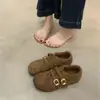 Zapatos Pequeños de Cuero Planos Retro Negros Zapatos de Mujer Otoño/Invierno 2025 Zapatos con Forro de Terciopelo Profundos Mocasines de Gamuza Zapatos Individuales