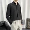 Camisa Preta Homens de manga comprida Estilo coreano Moda bonito dk Homens Casual Hong Kong Estilo Estilo japonês Estilo preguiçoso Camisa branca não passar ferro