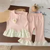 Conjunto de Verano para Niñas, Nuevo Elegante Conjunto de Manga Corta Estilo Urbano para Niños, Moderno Conjunto de Dos Piezas para Bebés y Niños Pequeños