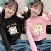 Novos Tops Térmicos para Meninas Outono e Inverno Camiseta Base Infantil Estilosa Gola Alta Meia Manga Tendência