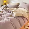 2026 Novo Conjunto de Quatro Peças de Algodão Pura Escovado Espesso Lençol Puro Capa de Edredom Lençol com Elástico Conjunto de Três Peças Roupa de Cama Leve de Luxo Outono/Inverno