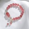 Pulseira de Cristal Natural Badu Pulseira de Cristal de Morango Feminina Nicho Simples Pulseira de Borla Pixiu Venda por Atacado no Local