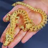 Adornos de dragón dorado de cinco garras de aleación pueden ser móviles para ganar dinero Manillar de dragón chino Decoraciones de escritorio para oficina en casa