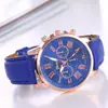 Novo Relógio de Pulso Quartz Geneva Casual à Prova d'Água de Alta Qualidade, Moda Simples, Feminino, Escala Romana, Pulseira de Couro, Comércio Exterior