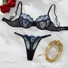 Conjunto de Sujetador de Malla Floral Bordado Súper Hermoso Dulce y Sexy Lencería Floral Fresca Conjunto de Sujetador Francés 24088