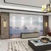Nova Pintura de Paisagem a Tinta de Estilo Chinês Tecido de Parede Zen Papel de Parede Moderno para Parede de Fundo de TV Papel de Parede de Filme para Sofá de Sala de Estar
