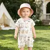 Mameluco de Bebé Verano Estilo Delgado para Recién Nacidos de Modal con Mangas Cortas Ropa de Verano para Niños Pequeños Ropa de Bebé