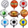 Globo de fútbol, rugby, baloncesto, película de aluminio, blanco y negro, de 18 pulgadas, para deportes de béisbol, artículos deportivos, decoración
