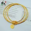 Libro Rojo Pequeño Arena Vietnamita Oro Tres Vidas Tres Mundos Pulsera de Personaje Latón Chapado en Oro Simple Círculo de Tres Capas Pulsera Elegante