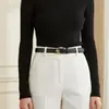 Cinturón de Cuero Genuino Guangzhou para Mujer, Nuevo Estilo de Verano, Versátil Sin Agujeros, Estilo Coreano, Estilo Ins, Cinturón Decorativo Delgado para Mujer, En Stock