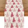 Caminho de Mesa de Natal Festa na Cozinha Mesa de Jantar Guirlanda de Árvore de Natal Boneco de Neve Sinos Rena Papai Noel Decoração de Caminho de Mesa de Natal