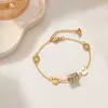 [Acero de titanio de cuerpo entero] 100 pulseras Europa y Estados Unidos 18k no se decoloran mujeres simple Joker ins moda personalizada joyería de mano