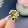 Anillo de plata de ley S925 con citrino natural, diseño de moda nicho, ovalado 7*9mm, anillo con montura vacía, venta al por mayor
