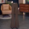 Jeans acampanados marrones para mujer, nuevo estilo 2026, populares para primavera/otoño, de cintura alta, casual, estilo equitación, pantalones de largo completo