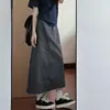 Falda de Trabajo Estilo Retro Americano Gris Oscuro para Mujer, Verano Delgada Nuevo Estilo 2026, Falda Bodycon de Longitud Media, Falda Media Adelgazante de Cintura Alta