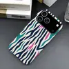 Estação Europeia Mais Vendida Capa Colorida Listrada para iPhone16 Capa 2 em 1 com Película Textura de Pele de Cobra Apple 18pro