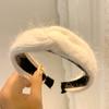 Diadema para mujer, combinable con todo, para salir, estilo coreano, otoño e invierno, de lana, de ala ancha, elegante, estilo cibernético, con horquillas para el pelo.