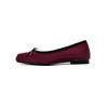 Zapatos de estilo retro francés de piel de cordero ligera de seda alta, estilo ballet, puntera cuadrada, boca poco profunda, de una sola capa, con decoración de lazo, zapatos planos de hocico de cerdo para mujer
