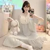 Camisola de Algodão Nuvem para Mulheres, Pijama de Verão de Manga Curta com Bojos, Estilo Doce de Princesa, Estilo Fino de Bolinhas, Roupa de Casa Tamanho Grande