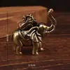 Adornos de Elefante de Latón para Atraer Riqueza y Fortuna, Escritorio Hogar Sala de Estar, Elefante Col de Escritorio, Pequeños Adornos de Elefante Calabaza Auspiciosa