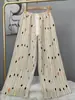 Pantalones de pijama de algodón para mujer, verano, finos, estampados, casuales, de pierna ancha, pueden usar mujeres embarazadas, comercio exterior, pantalones de talla grande